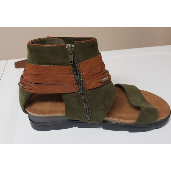 Pierre Dumas Women Sz 10 Two-Tone Olive Brown Gladiator Sandals Summer Hobo NWOB - Picture 2 of 13